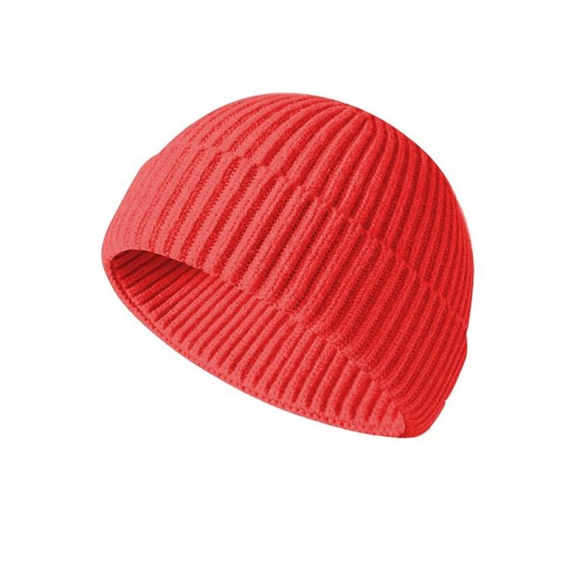 Hip Hop Beanie Mütze Grobstrickmütze mit Bündchen Warme Wintermütze für Damen und Herren rot von Joom DACH