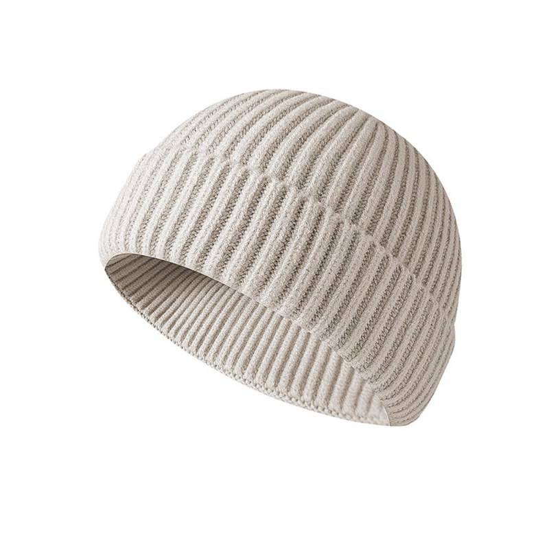 Hip Hop Beanie Mütze Grobstrickmütze mit Bündchen Warme Wintermütze für Damen und Herren beige von Joom DACH