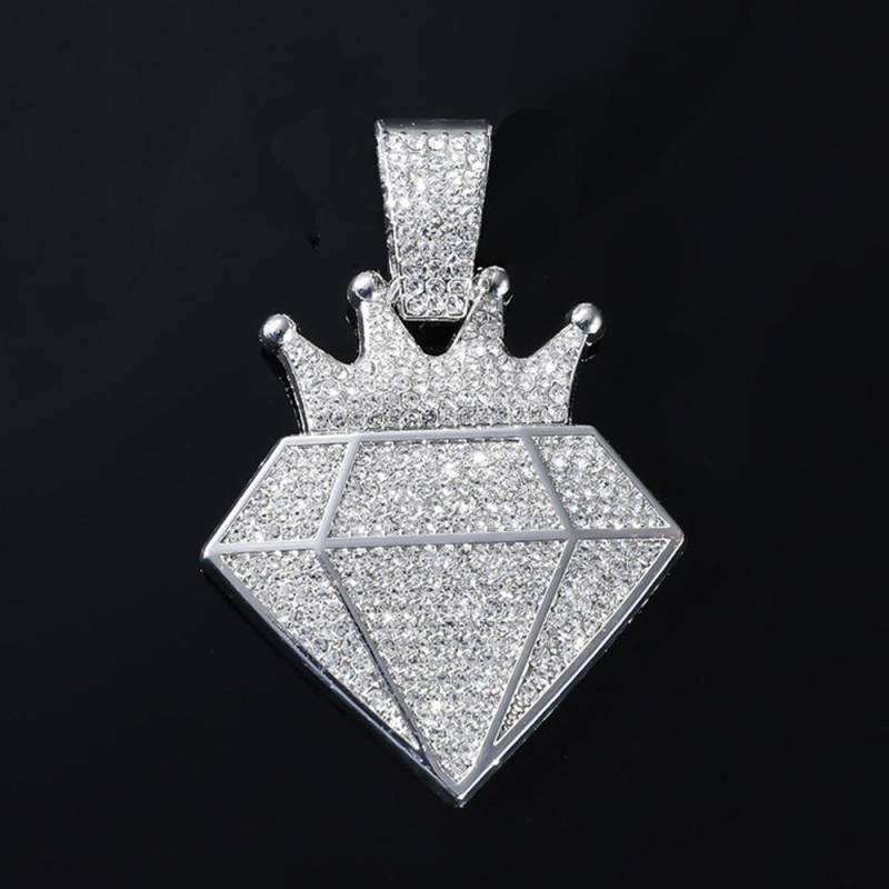 Hip Hop Iced Out Krone Anhänger Halskette mit 13mm Strass kubanischen Kette Bling Halsketten Männer Frauen Mode Charme Schmuck Geschenk von Joom DACH