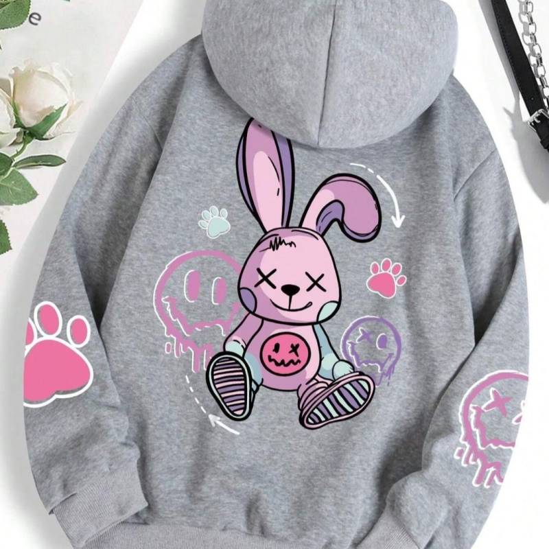 Hip-Hop-Straße Casual Print Damen Sweatshirt Mode lose neue Sweatshirt Herbst und Winter plus Samtjacke XXXL grau von Joom DACH