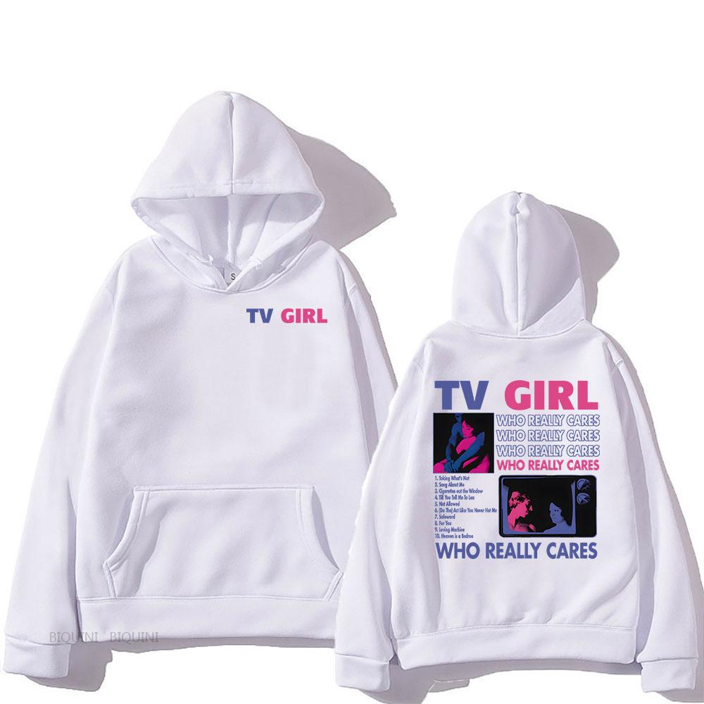 Hip Hop Streetwear TV Girl Who Really Cares Sweatshirts Winter Fleece Graphic Hoodies Langarm Casual Männer/Frauen Sudaderas XS weiß von Joom DACH
