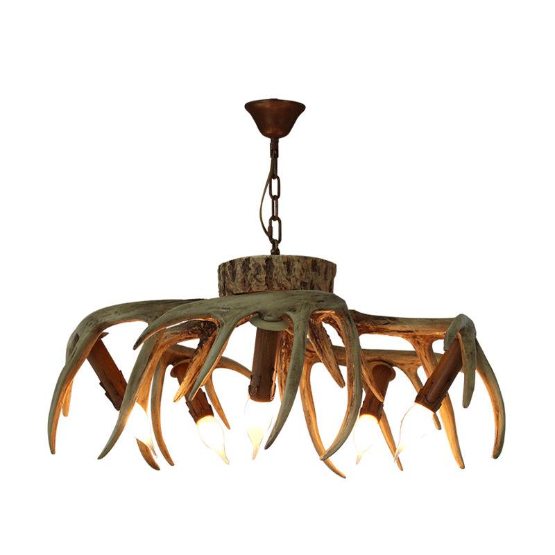 Hirschhorn-Kronleuchter, Retro-Stil, für Wohnzimmer, Esszimmer, Schlafzimmer, Arbeitszimmer, Deckenleuchte chandelier version von Joom DACH