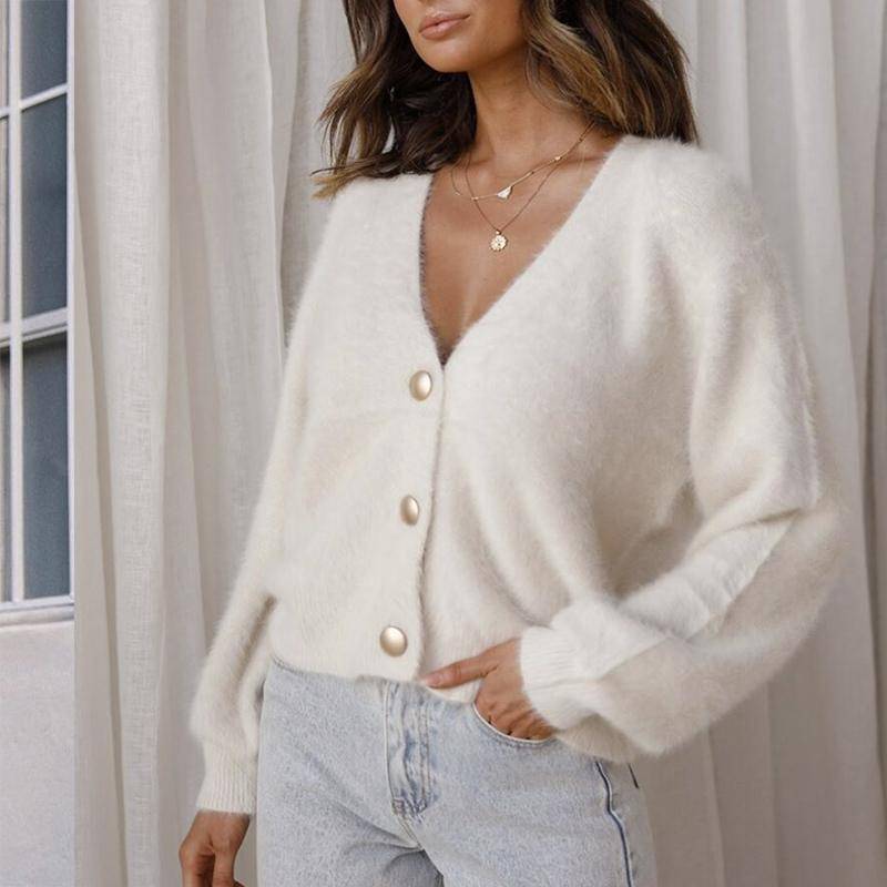 Hirsionsan Elegante Langarm Mohair Pullover Frauen 2021 Neue Einreiher Weiblichen Kurzen Strickjacke Weiche Flexible Strick Outwear one size beige Hirsionsan Elegante Langarm Mohair Pullover Frauen 2021 Neue Einreiher Weiblichen Kurzen Strickjacke Weiche Flexible Strick Outwear one size beige von Joom DACH