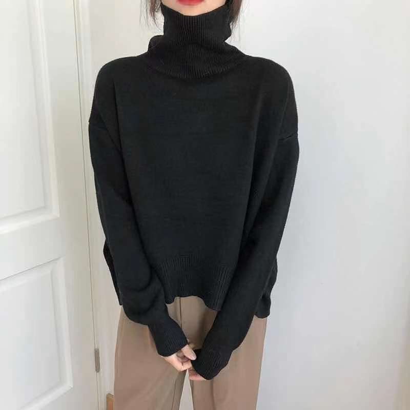 Hirsionsan Kaschmir Übergroßen Rollkragenpullover Gestrickte Pullover Frauen Winter Verdicken Warme Solide Grund Pullover Weibliche Casual Weiche Langarm Pullover one size schwarz von Joom DACH