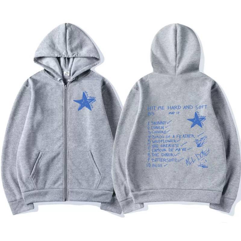 Hit Me Hard and Soft 2024 Tour Zipper Hoodies Herren Damen Mode Harajuku Pullover Hip Hop Casual Zip Up Sweatshirts Jacken S von Joom DACH