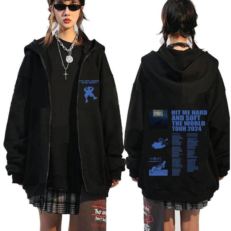 Hit Me Hard and Soft 2024 Tour Zipper Hoodies Männer Frauen Harajuku Pullover Fashion Hip Hop Zip Up Sweatshirts Jacken Fans Geschenk XL von Joom DACH