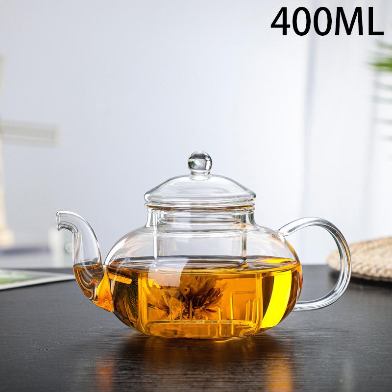 Hitzebeständige Teekanne aus Glas, Teekanne aus Glas mit Teesieb, Teeblatt, Kräuterkaffeekanne, Teeservice, praktische Flasche, Blumenteetasse 400ML von Joom DACH