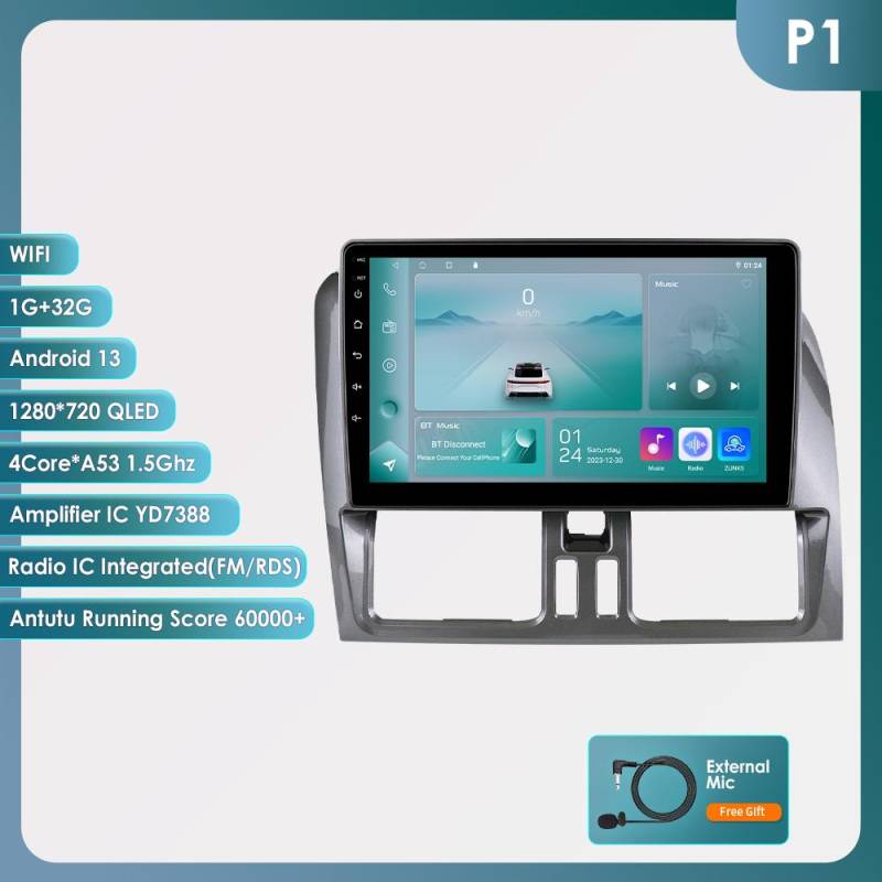 Hizpo 9  Carplay 4G-LTE 2din Android 13 Autoradio Multimedia Video Player GPS-Navigation für Volvo XC60 2008-2017 Head Unit BT Intelligent Screen SWC P1 (2014-2017) 4Core 1G 32G von Joom DACH