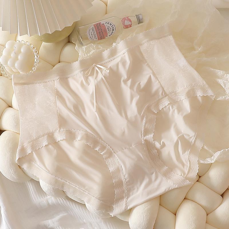 Hoch taillierte Spitzenhöschen für Damen, durchsichtig, dünn, weich, atmungsaktiv, Unterhose in Übergröße, luxuriöses Höschen zur Bauchkontrolle 5XL apricot von Joom DACH