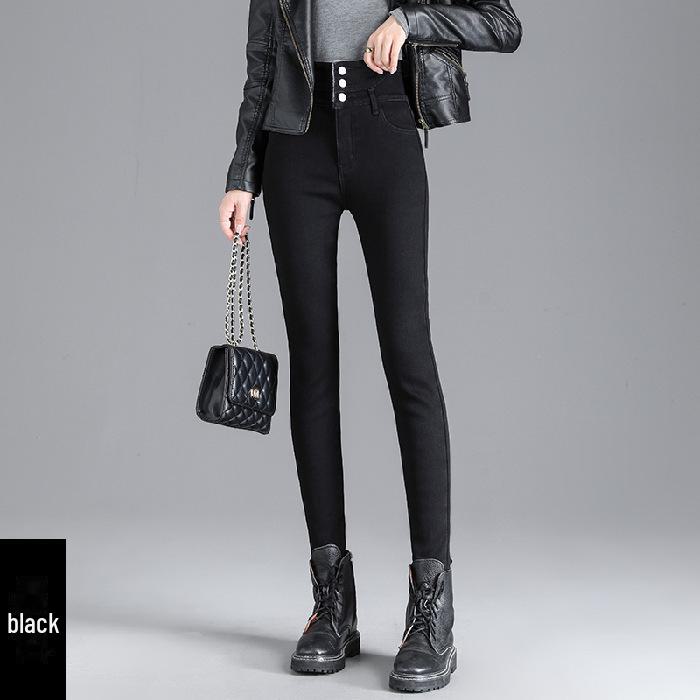 Hochtaillierte warme Plüsch-Skinny-Jeans für Damen - Koreanischer Stil, Herbst/Winter 2022 2XL von Joom DACH