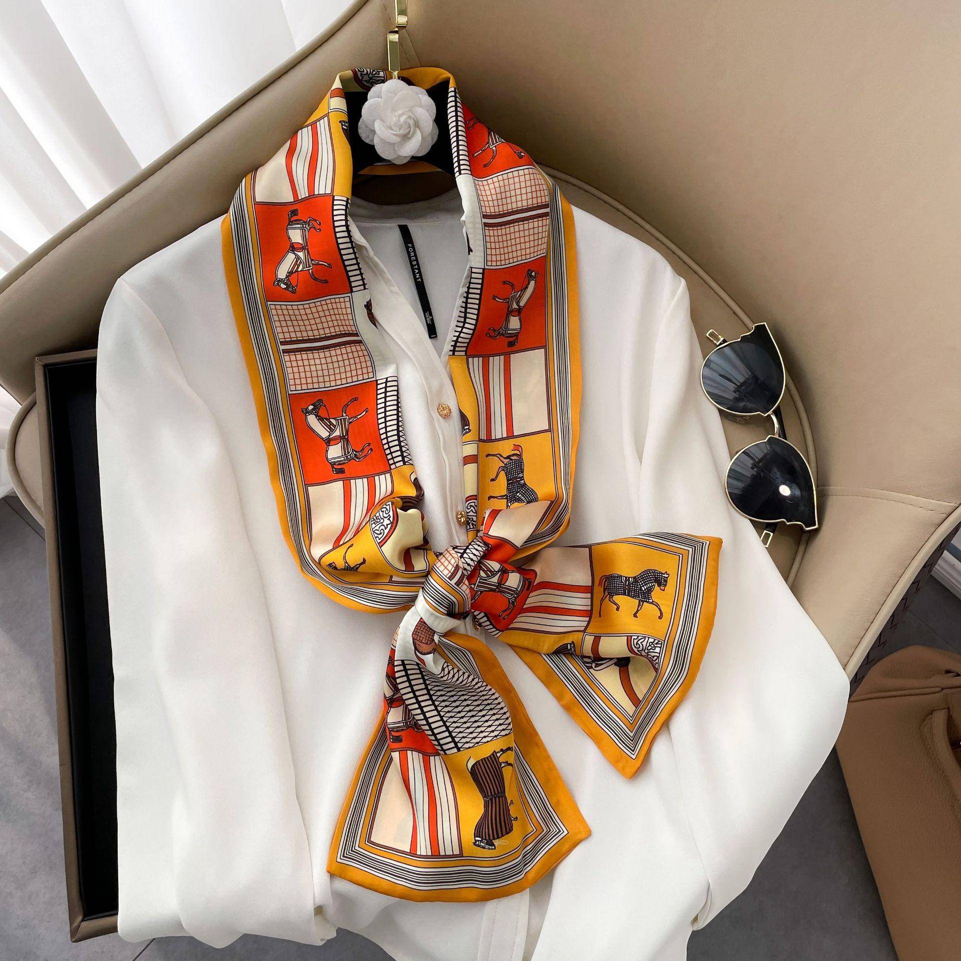 Hochwertige, luxuriöse Seidenschals, Stirnband, Schals, Halstuch für Damen, Ketten-Seidenschal, dekorativer Schal für Damen 150-17cm von Joom DACH