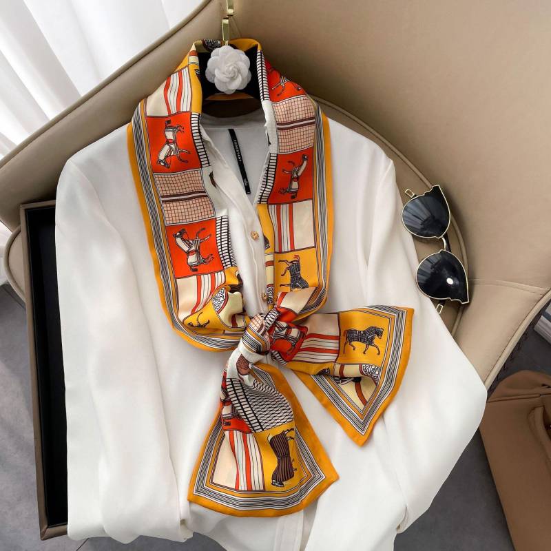 Hochwertige, luxuriöse Seidenschals, Stirnband, Schals, Halstuch für Damen, Ketten-Seidenschal, dekorativer Schal für Damen 150-17cm von Joom DACH