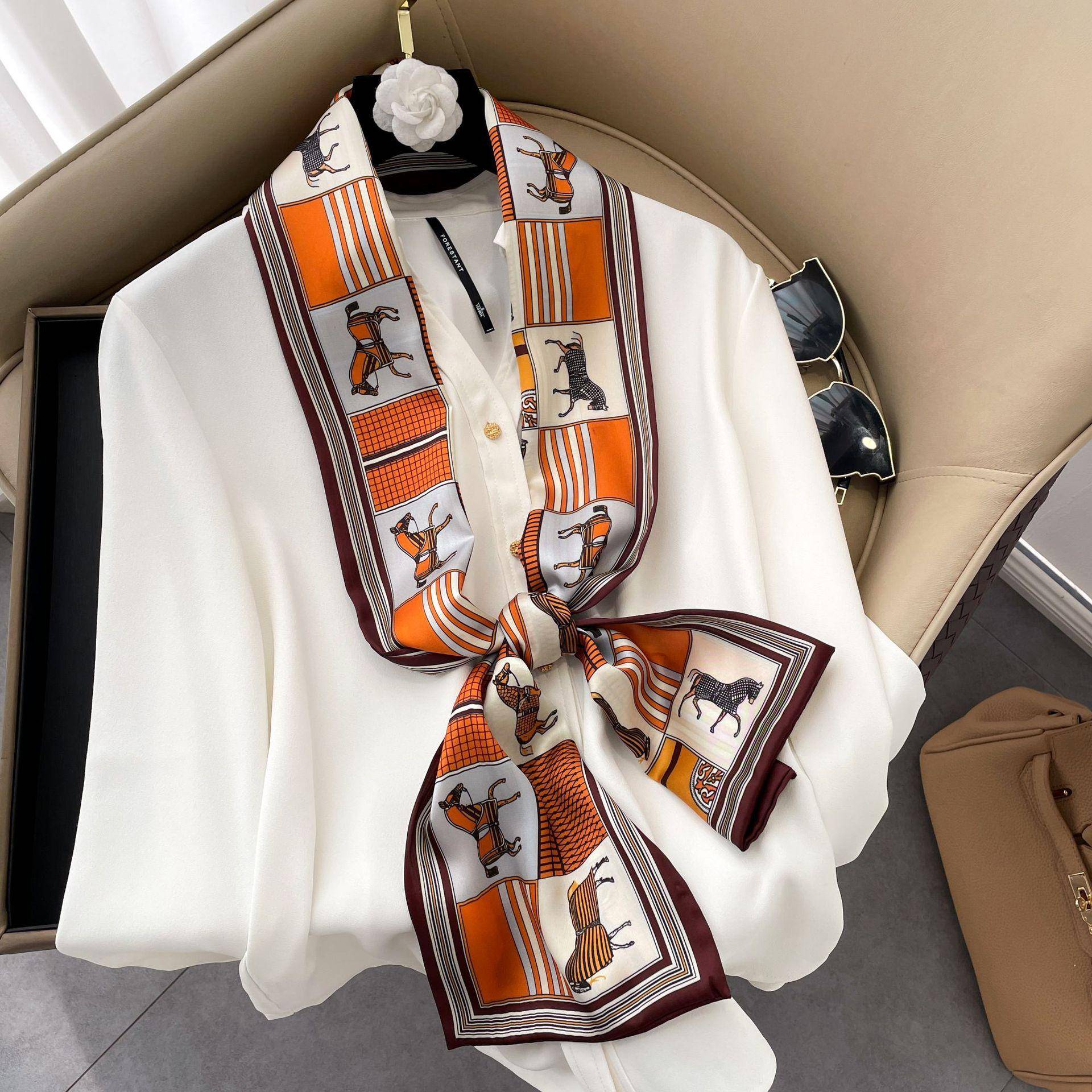 Hochwertige, luxuriöse Seidenschals, Stirnband, Schals, Halstuch für Damen, Ketten-Seidenschal, dekorativer Schal für Damen 150-17cm von Joom DACH