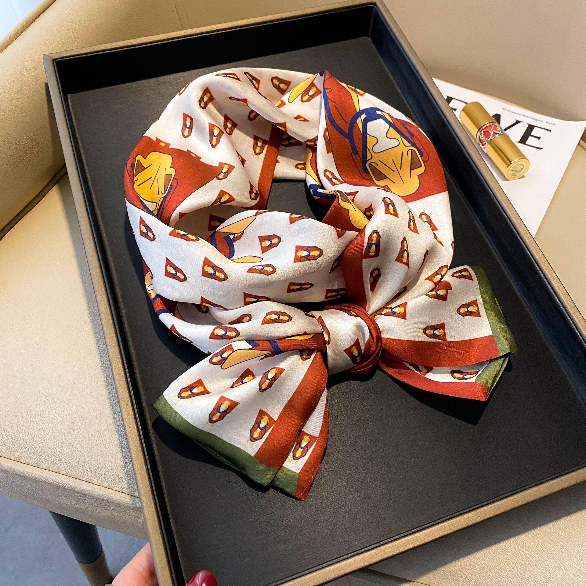 Hochwertige, luxuriöse Seidenschals, Stirnband, Schals, Halstuch für Damen, Ketten-Seidenschal, dekorativer Schal für Damen 150-17cm von Joom DACH