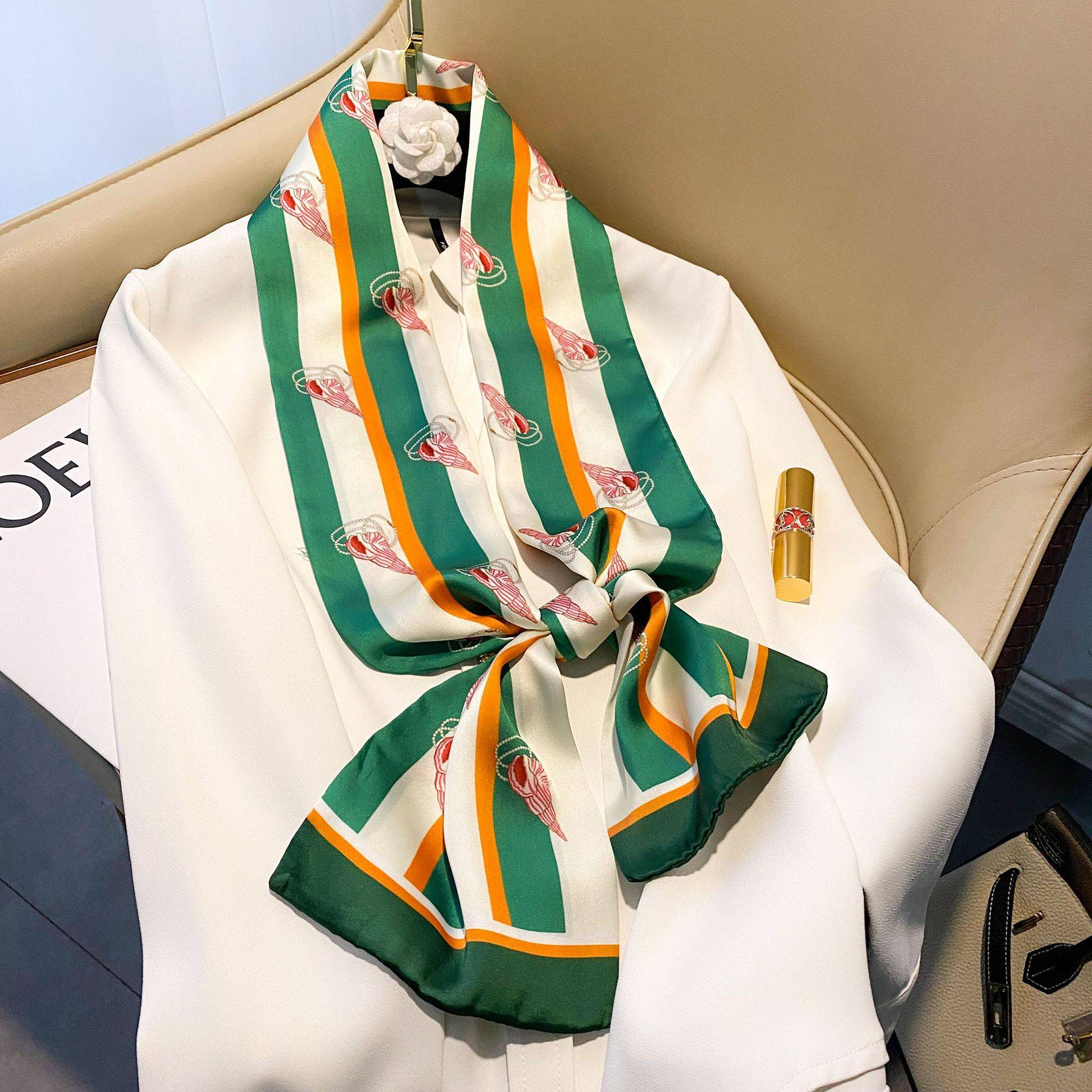 Hochwertige, luxuriöse Seidenschals, Stirnband, Schals, Halstuch für Damen, Ketten-Seidenschal, dekorativer Schal für Damen 150-17cm von Joom DACH