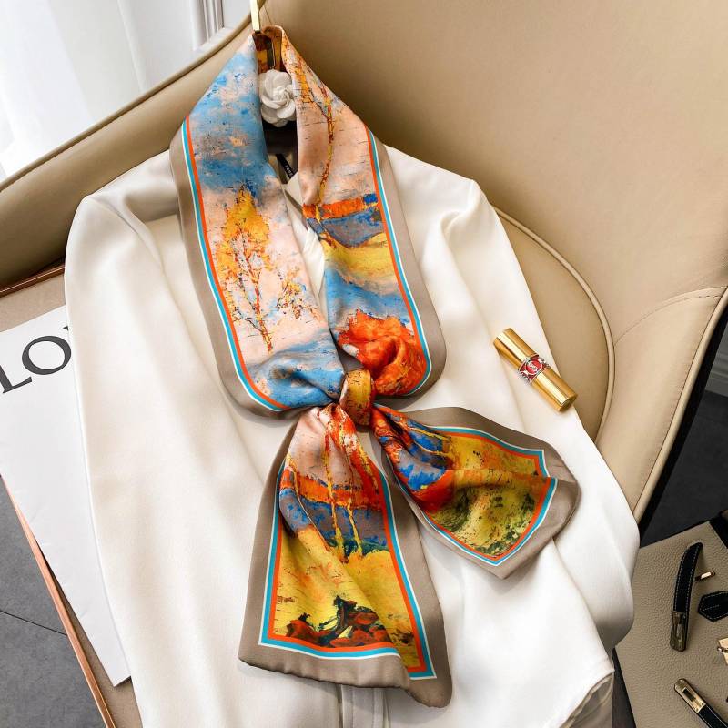 Hochwertige, luxuriöse Seidenschals, Stirnband, Schals, Halstuch für Damen, Ketten-Seidenschal, dekorativer Schal für Damen 150-17cm von Joom DACH