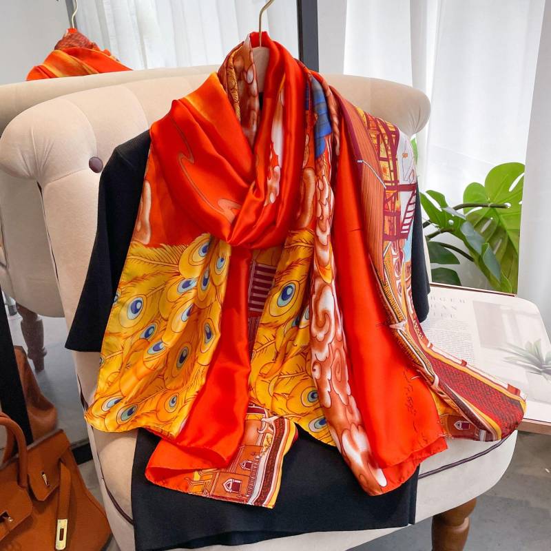 Hochwertige, luxuriöse Seidenschals, Stirnband, Schals, Halstuch für Damen, Ketten-Seidenschal, dekorativer Schal für Damen 180*90cm von Joom DACH