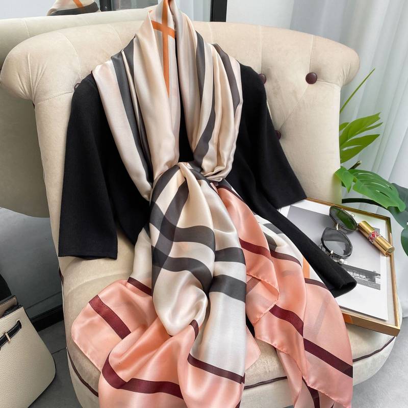 Hochwertige, luxuriöse Seidenschals, Stirnband, Schals, Halstuch für Damen, Ketten-Seidenschal, dekorativer Schal für Damen 180-90cm von Joom DACH