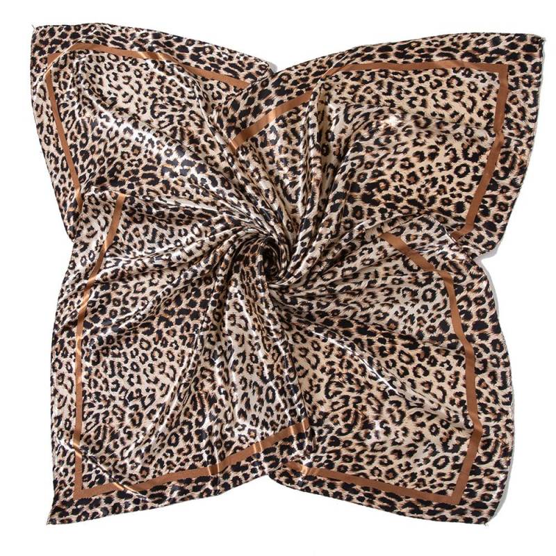 Hochwertige, luxuriöse Seidenschals, Stirnband, Schals, Halstuch für Damen, Ketten-Seidenschal, dekorativer Schal für Damen 90*90cm（Leopard ） von Joom DACH