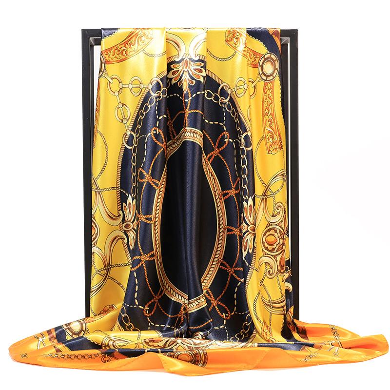 Hochwertige, luxuriöse Seidenschals, Stirnband, Schals, Halstuch für Damen, Ketten-Seidenschal, dekorativer Schal für Damen 90*90cm von Joom DACH