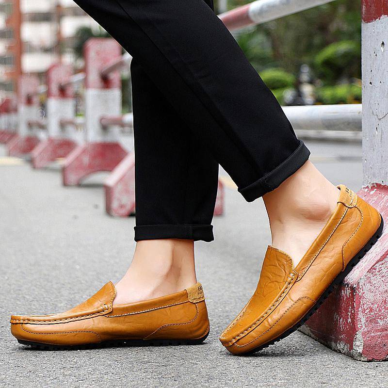 Hochwertige, modische Herren-Lederschuhe, lässige Loafer-Schuhe, Herren-Autofahrschuhe 45 braun von Joom DACH