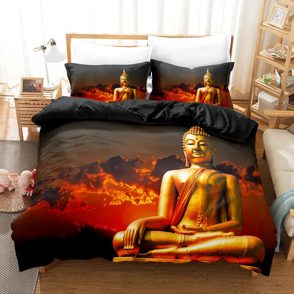 Hochwertige 3D-Bettdecken und Bettwäschesets Bettdecke Buddhistische Bilder Bettbezug-Set Kind, Einzelbett Doppelbett Queen-Size King-Size Schlafzimmerset Heimtextil EU single(135x200cm) von Joom DACH