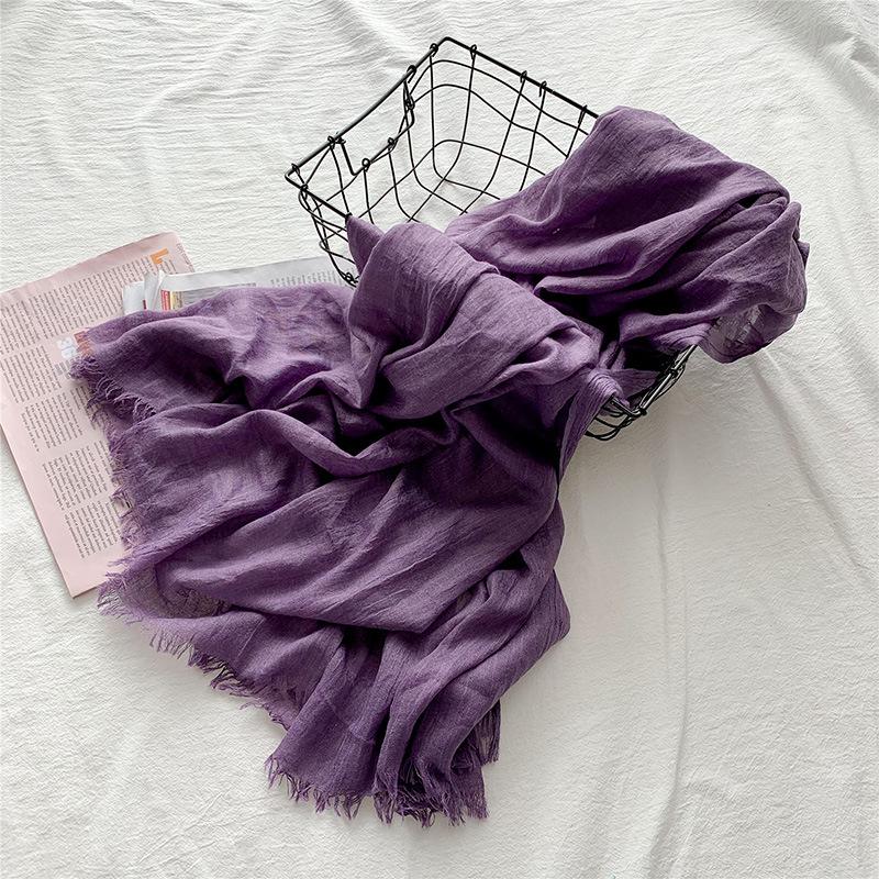 Hochwertige Damen-Baumwollschals, Dame, leicht, weich, modisch, einfarbig, Schal, Wickelschal, Sonnenschutz, Strandtuch, 90*190CM violett von Joom DACH