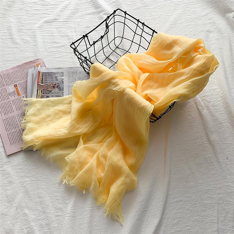 Hochwertige Damen-Baumwollschals, Dame, leicht, weich, modisch, einfarbig, Schal, Wickelschal, Sonnenschutz, Strandtuch, 90*190CM helle gelbe von Joom DACH
