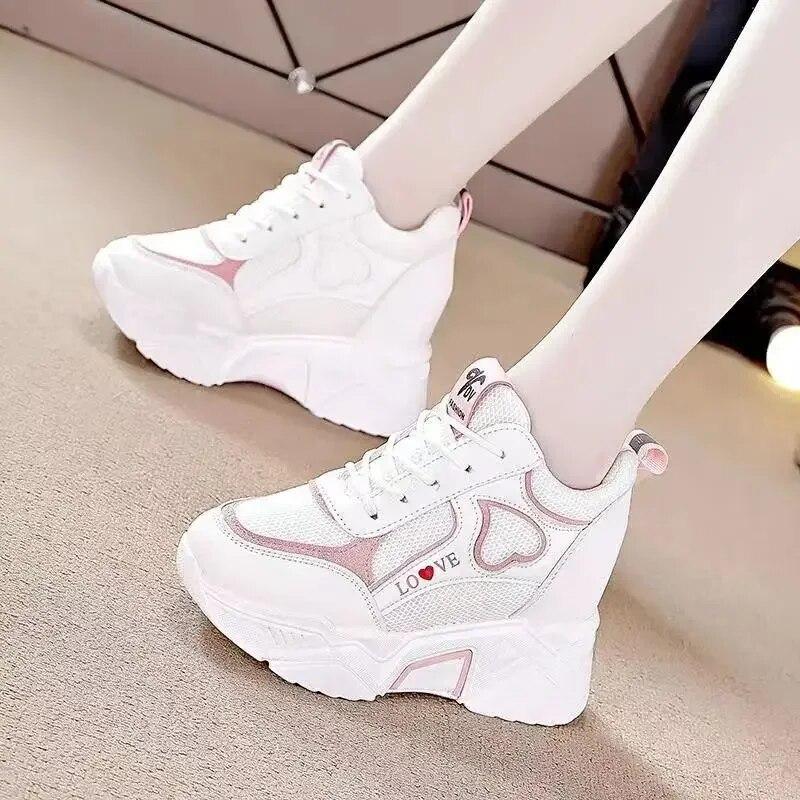 Hochwertige Damen Plateau-Sneakers Chunky Woman Casual Dad Schuhe Korb Damenmode Sport Mesh Schnürschuhe 39 von Joom DACH