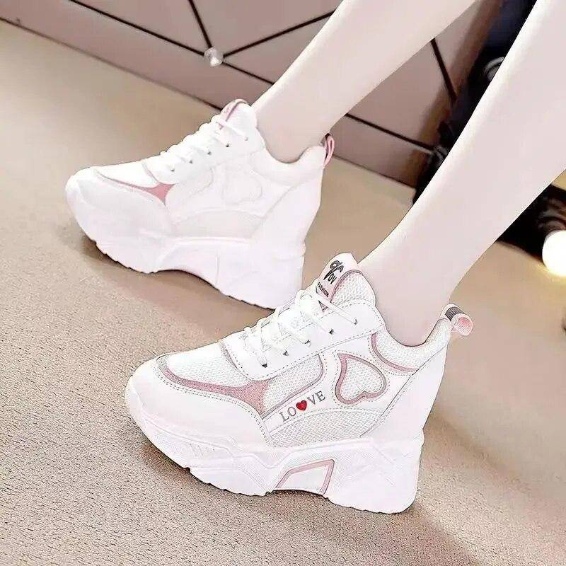 Hochwertige Damen Plateau-Sneakers Chunky Woman Casual Dad Schuhe Korb Damenmode Sport Mesh Schnürschuhe 39 von Joom DACH