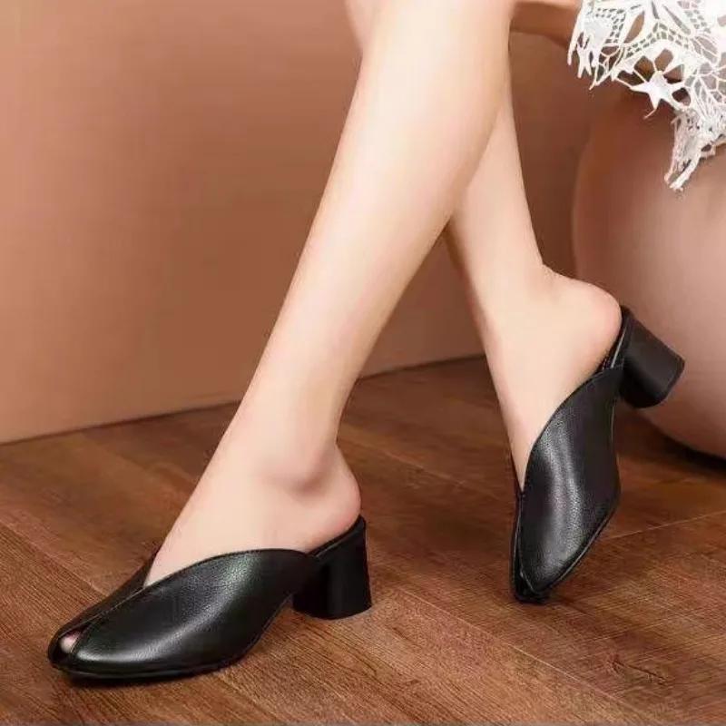 Hochwertige Damenschuhe Closed Toe Damen Hausschuhe Mode Bestseller Kleid Hausschuhe Damen Sommer Feste Absätze Damen 39 schwarz von Joom DACH