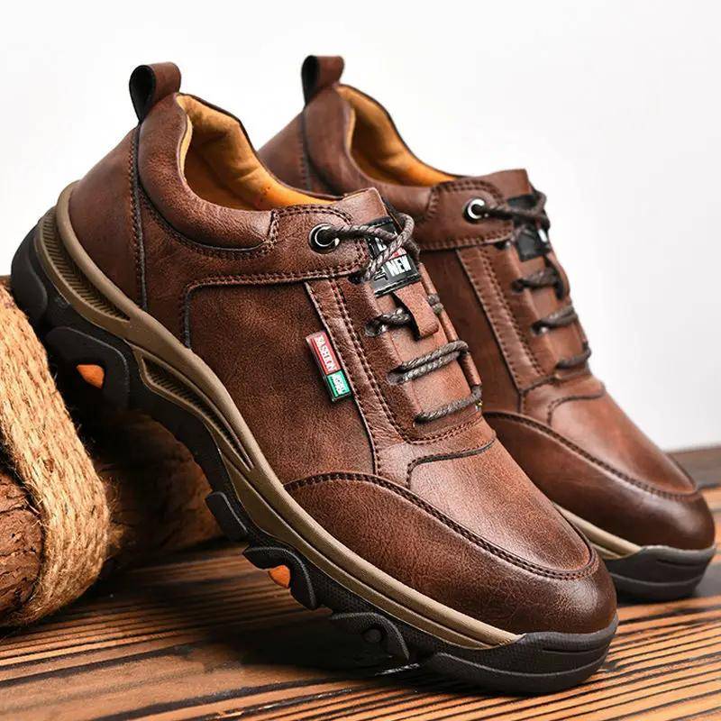 Hochwertige Herren-Sneakers aus Leder für Herren, Freizeitschuhe, Mokassins, atmungsaktiv, Retro-Stil, für Herren, Sport-Wanderschuhe, Outdoor-Wanderschuhe 43 braun von Joom DACH