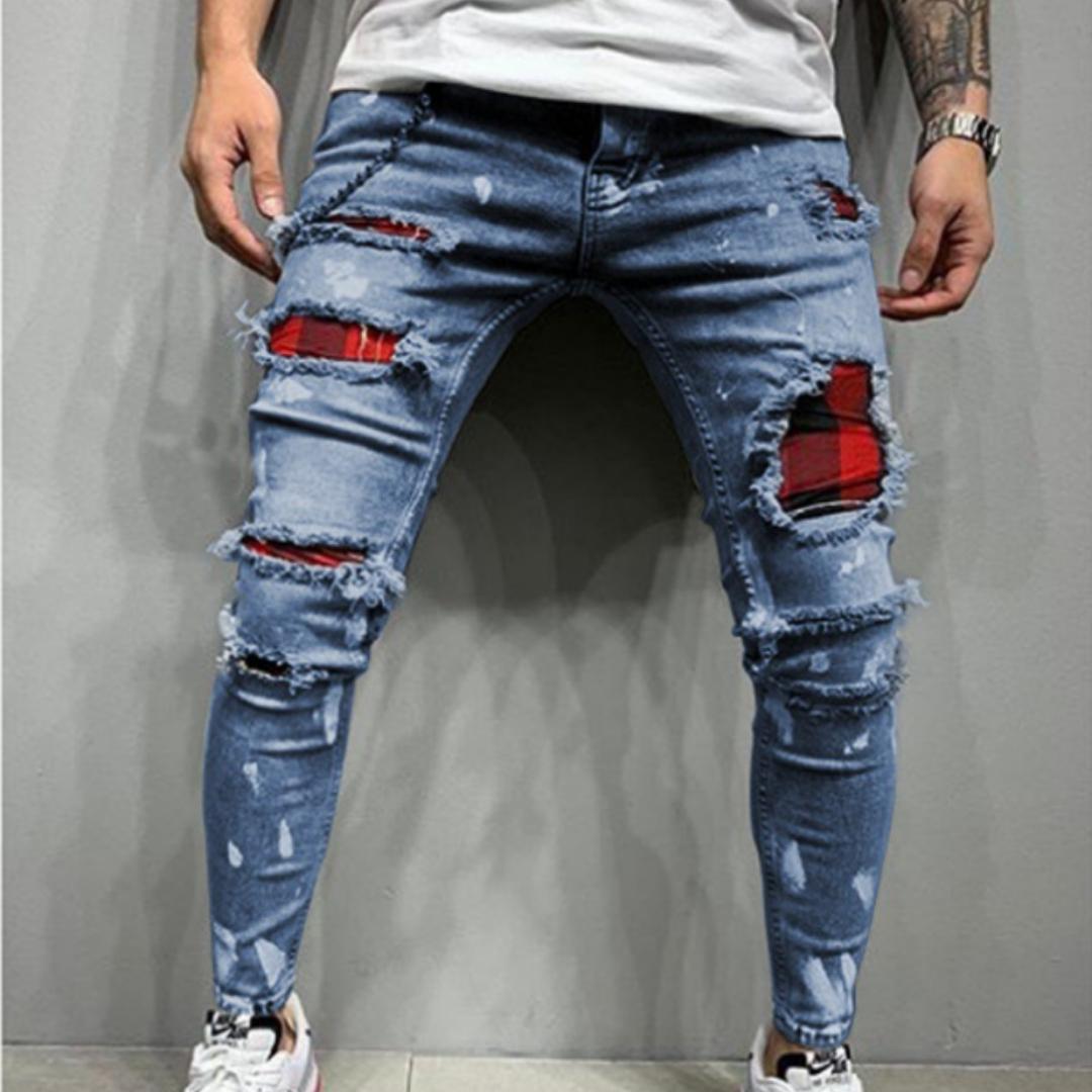 Hochwertige Herrenjeans Flinging Paint Broken Holes Mode Beliebte Jeans Herren Neue Modelle L von Joom DACH
