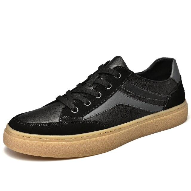 Hochwertige Herrenschuhe aus Rindsleder mit dicken Sohlen und Gummisohle für Herren. Schnürschuhe mit weicher Sohle, Laufschuhe für Herren 5.5 schwarz von Joom DACH