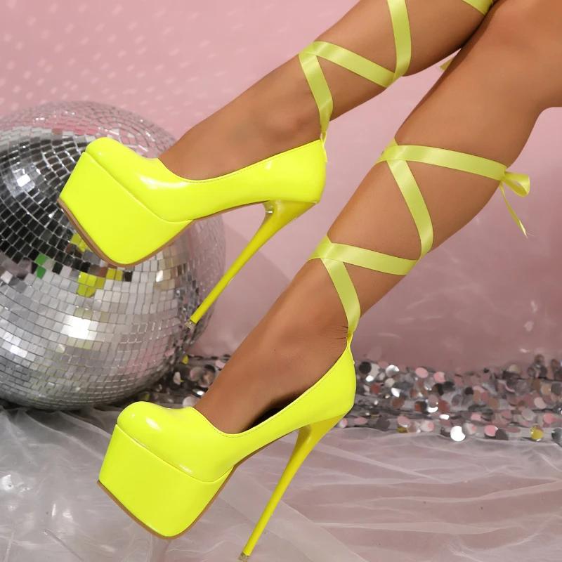 Hochwertige High Heels Damen Pumps mit spitzer Spitze, Slip-on, Übergröße 35–45, Schuhe für Damen, Plateau-Absätze, Zapatos de Mujer 45 von Joom DACH