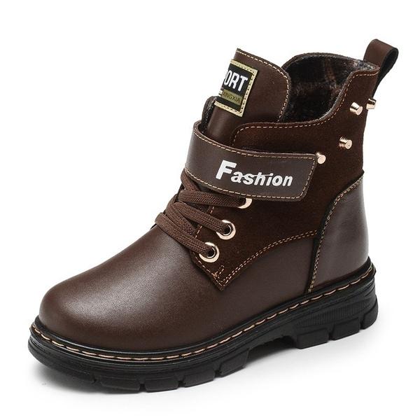 Hochwertige Kinder-Schneestiefel für Jungen, bequeme Freizeitschuhe für den Winter, warme Kinder-Lederstiefel 28 braun von Joom DACH