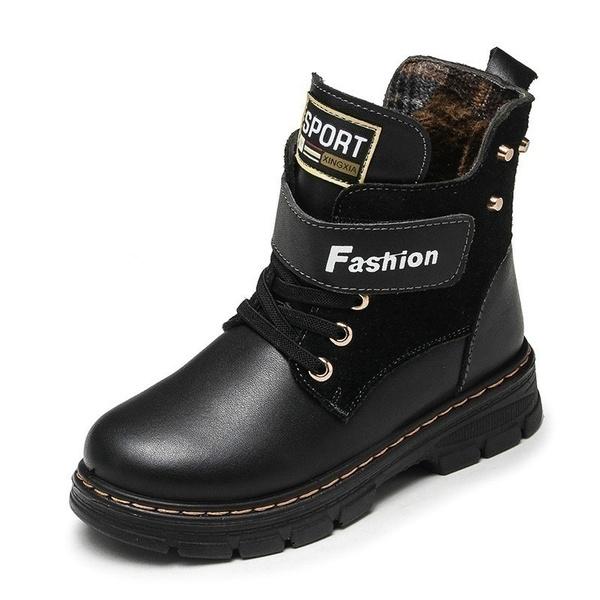 Hochwertige Kinder-Schneestiefel für Jungen, bequeme Freizeitschuhe für den Winter, warme Kinder-Lederstiefel 31 schwarz von Joom DACH
