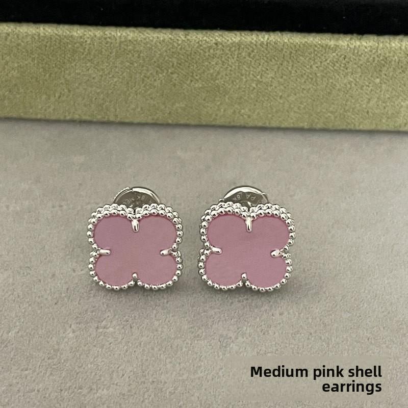 Hochwertige Ohrringe aus Roségold, Karneol und vierblättrigem Kleeblatt für Damen, Ohrringe mit edlem Senior-Sinn, Ohrschmuck aus exquisitem weißen Perlmutt von Joom DACH