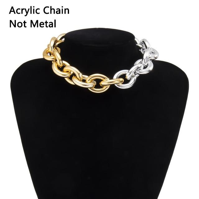 Hochwertige Punk Lock Choker Halskette Anhänger Frauen Kragen Aussage Marke Gold Farbe Klobige Dicke Kette Halskette Steampunk Männer von Joom DACH