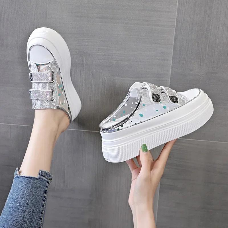 Hochwertige Schuhe Halbschuhe Sommer Dicksohlige Zehenkappen-Sandalen Modische Hausschuhe für Damen Draußen tragen Slipper Sneaker 39 von Joom DACH