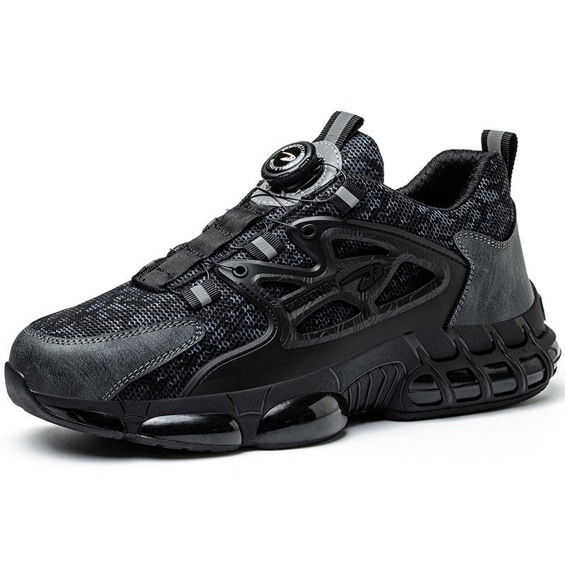 Hochwertige Sicherheitsschuhe für Männer mit rotierendem Knopf, Sportschuhe für Männer, Anti-Smashing, Anti-Piercing, Arbeitsstiefel, Sicherheitsschuhe mit Stahlkappe für Männer 41 schwarz von Joom DACH