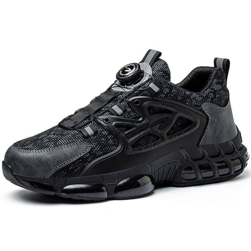 Hochwertige Sicherheitsschuhe für Männer mit rotierendem Knopf, Sportschuhe für Männer, Anti-Smashing, Anti-Piercing, Arbeitsstiefel, Sicherheitsschuhe mit Stahlkappe für Männer 41 schwarz von Joom DACH