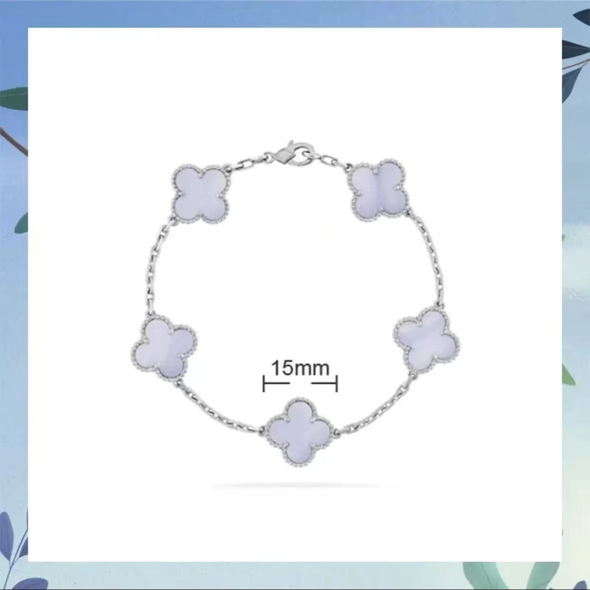 Hochwertige Version Vierblättriges Kleeblatt Fünf-Blüten-Armband Damen 18k Glücksblume Weißes Perlmutt-Armband von Joom DACH