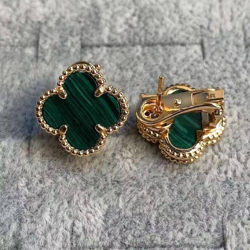 Hochwertige Version der vierblättrigen Kleeblatt 15mm Ohrringe Ohrstecker Damen 18k Leichter Luxus Ins Design Mode Vielseitige Ohrringe 18K von Joom DACH