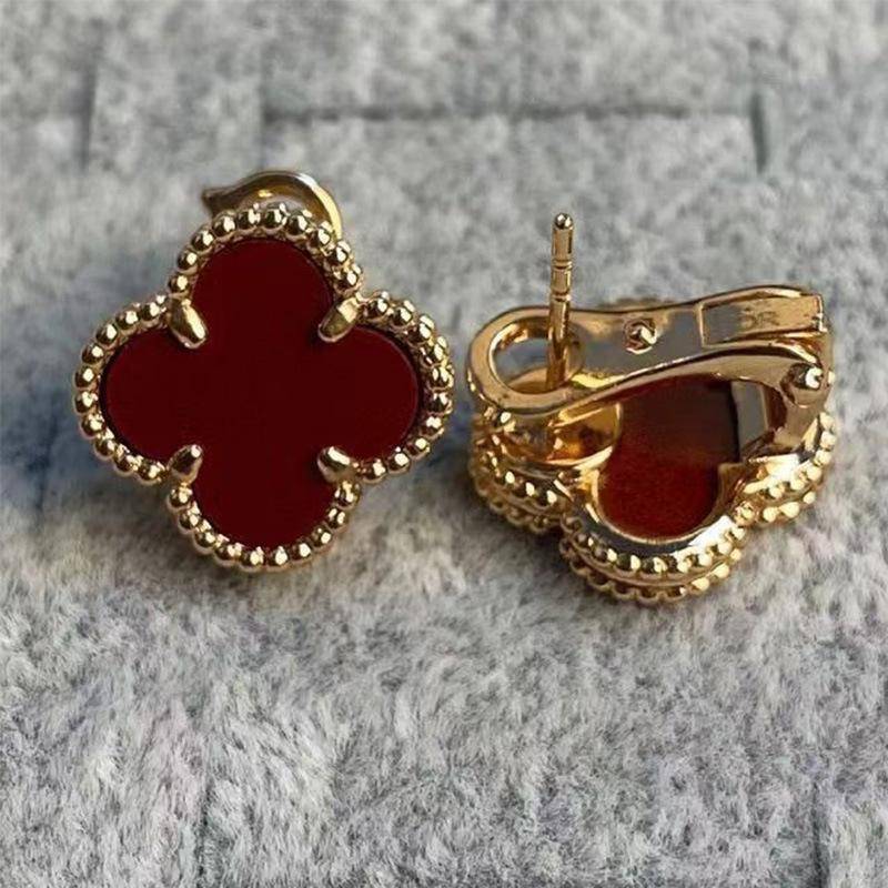 Hochwertige Version der vierblättrigen Kleeblatt 15mm Ohrringe Ohrstecker Damen 18k Leichter Luxus Ins Design Mode Vielseitige Ohrringe 18K von Joom DACH