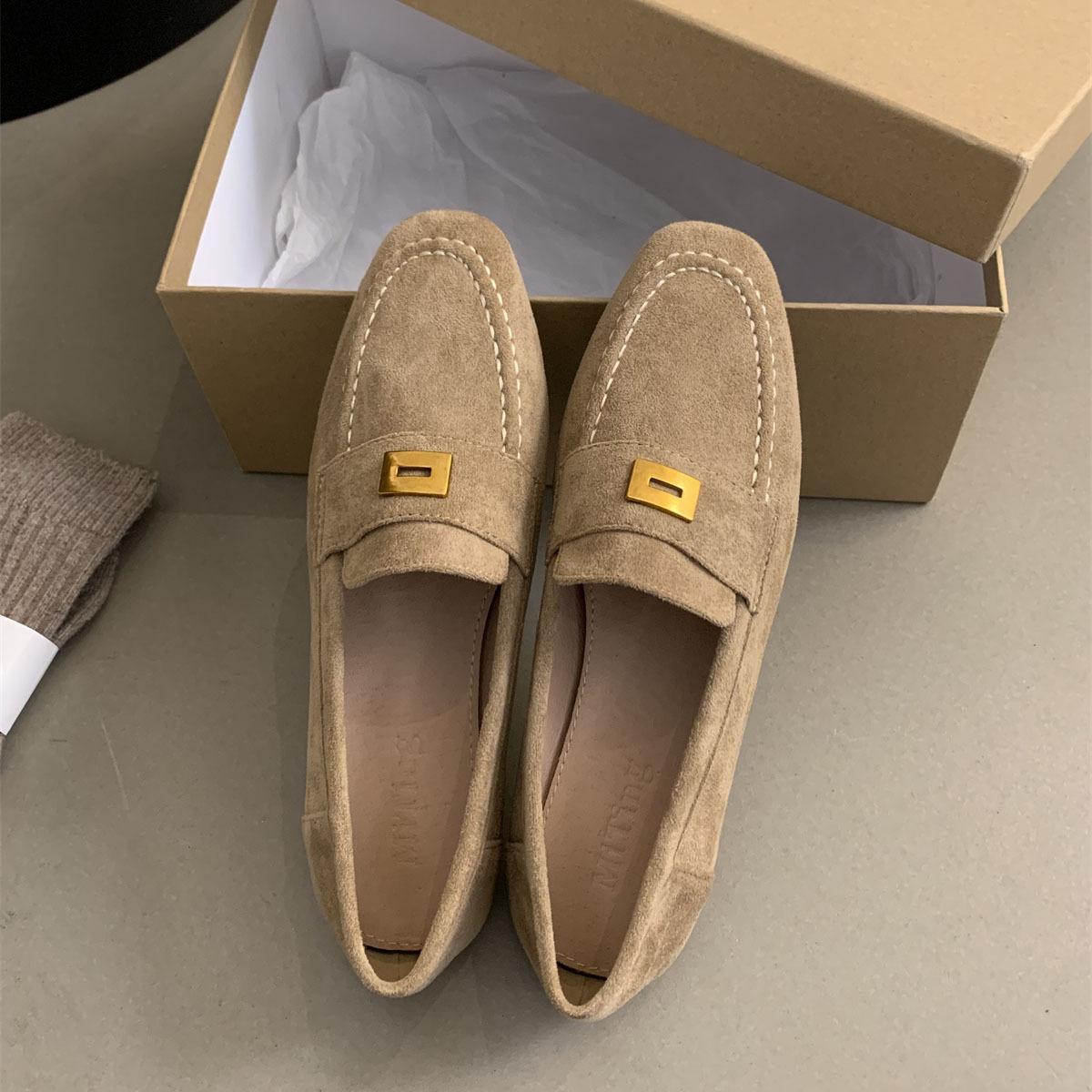 Hochwertige Wildleder-Loafer für Damen, flache Freizeitschuhe, Leder, Metalldekor, Slipper, Pantoletten, Frühling, Sommer, Walk Runner Schuhe, Frau 39 von Joom DACH