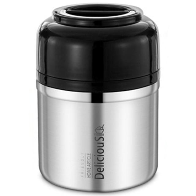 Hochwertige doppelte Thermo-Lunchbox aus Edelstahl mit Langzeitisolierung, Bento-Box für Büro, Schule, Lebensmittelaufbewahrung silber von Joom DACH