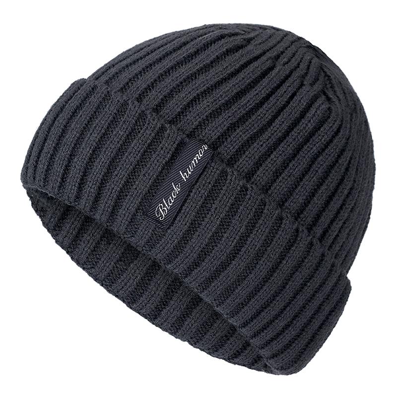 Hochwertige schwarze Human Label Wintermütze mit Pelzfutter, warme Beanie-Mütze, stilvolle Strickmütze für Männer und Frauen, Skisport-Wintermütze 54cm-62cm grau von Joom DACH
