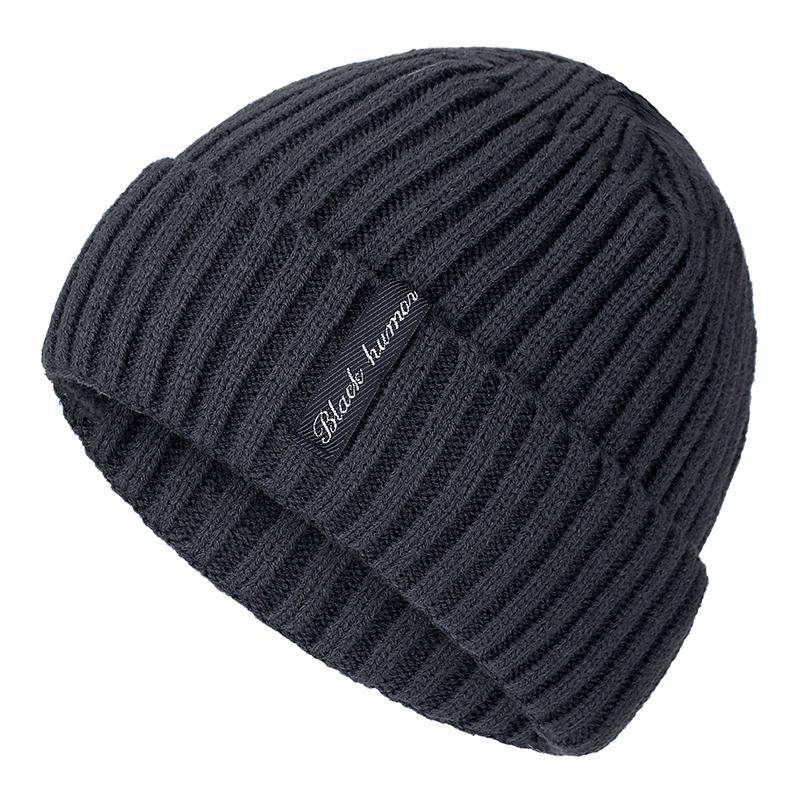 Hochwertige schwarze Human Label Wintermütze mit Pelzfutter, warme Beanie-Mütze, stilvolle Strickmütze für Männer und Frauen, Skisport-Wintermütze 54cm-62cm grau von Joom DACH