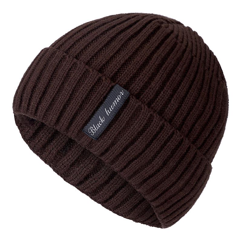 Hochwertige schwarze Human Label Wintermütze mit Pelzfutter, warme Beanie-Mütze, stilvolle Strickmütze für Männer und Frauen, Skisport-Wintermütze 54cm-62cm kaffeebraun von Joom DACH